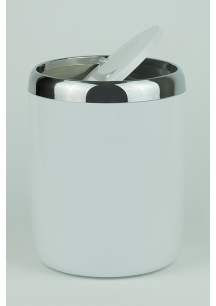 Şık Beyaz Çöp Kovası Krom Dekorlu, Pratik ve Modern Tasarım fırsatları