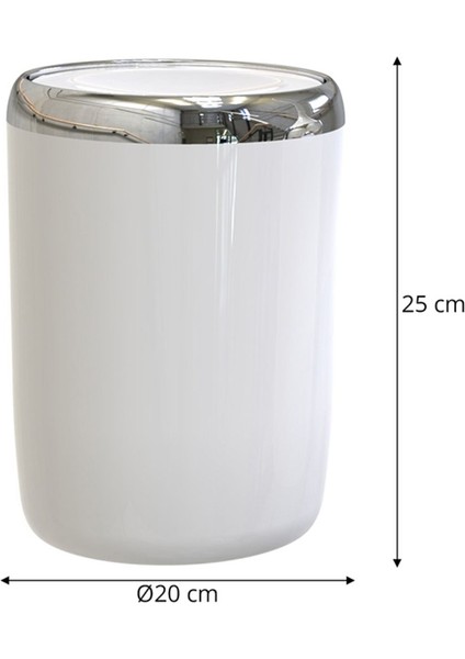 Şık Beyaz Çöp Kovası Krom Dekorlu, Pratik ve Modern Tasarım indirimleri