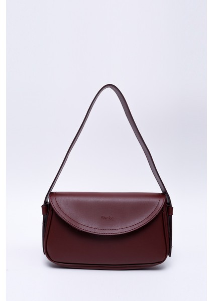 Bordo Shk150 Suni Deri Astarlı Çıtçıtlı Ayarlanabilir Askılı El, Kol ve Omuz Çantası