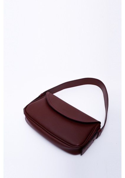 Bordo Shk150 Suni Deri Astarlı Çıtçıtlı Ayarlanabilir Askılı El, Kol ve Omuz Çantası