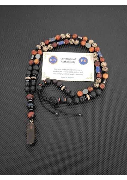 Sertifikalı Fosilli Damla Kehribar-Lav Taşı-Tibet Akiği-Tamburlanmış Akik-Lapis Lazuli-Dalmaçya Jasper Doğaltaş Kolye Takı Aksesuar Erkek Kolye Kadın Kolye