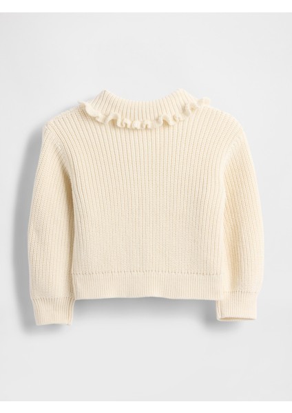 Kız Bebek Krem Yaka Detaylı Hırka Kazak fiyatları