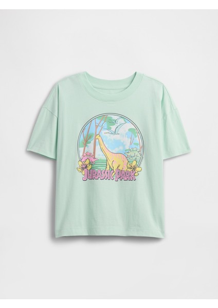 Kız Çocuk Yeşil Grafik Baskılı Tshirt