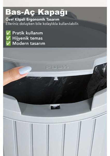 Pratik Pedallı Çöp Kovası 12L, Banyo ve Mutfak Için Gri Renk fırsatları