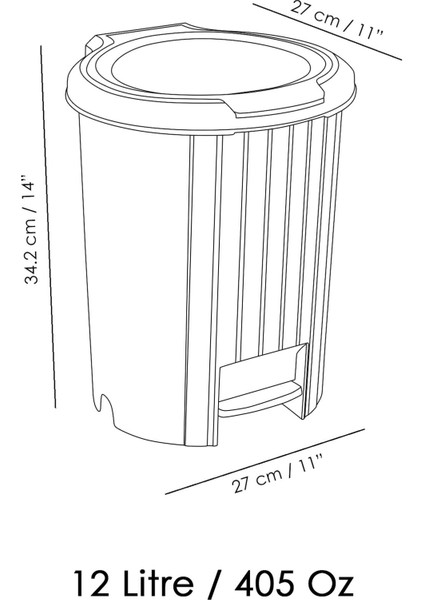 Pratik Pedallı Çöp Kovası 12L, Banyo ve Mutfak Için Gri Renk indirimleri
