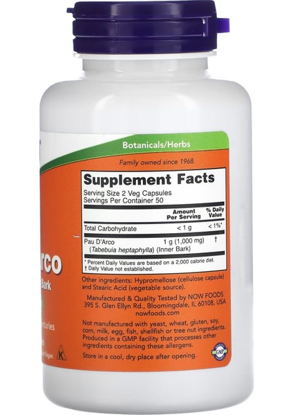 Pau D' Aeco 500 Mg Of Inner Bark 100 Veg Kapsül fiyatları