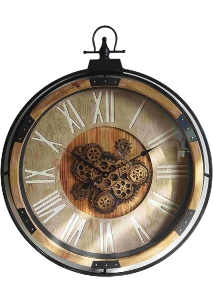 CRK-816 Premium Ahşap Ithal Dönen Çarklı Roma Rakamlı Duvar Saati 74 * 8 * 90 cm