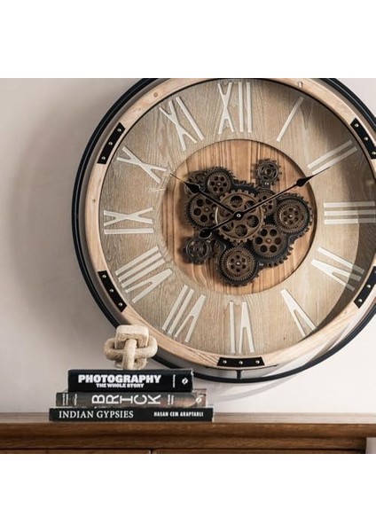 CRK-816 Premium Ahşap Ithal Dönen Çarklı Roma Rakamlı Duvar Saati 74 * 8 * 90 cm fiyatları