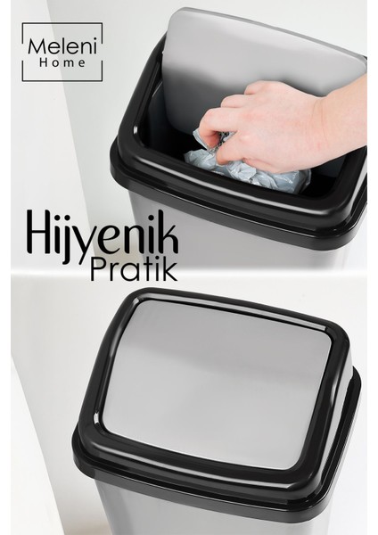 Gri Kapaklı Plastik Çöp Kovası, 20 Litre, Ev, Ofis, Banyo, Mutfak Kullanımına Uygun fiyatları