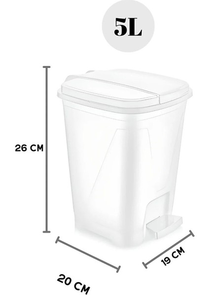 5 Litre Beyaz Kare Pedallı Çöp Kovası, Mutfak, Banyo ve Ofis Için Şık ve Pratik modelleri