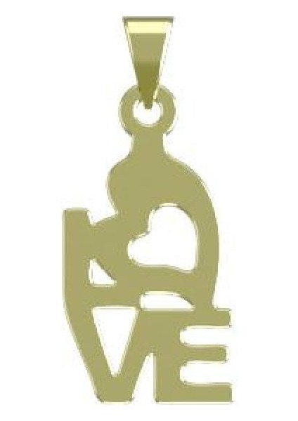 14 Ayar Altın Aşk Kolye Ucu 1 Gr, KC11519 Kodlu