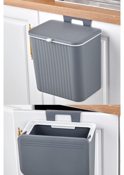 Gri Mutfak Tezgah Üstü Dolap Askılı 15 Lt Çöp Kovası, Pratik ve Şık Tasarım modelleri