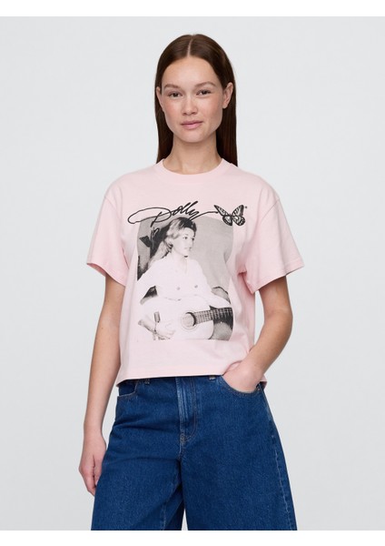Kadın Pembe Dolly Parton Relaxed Grafik T-Shirt