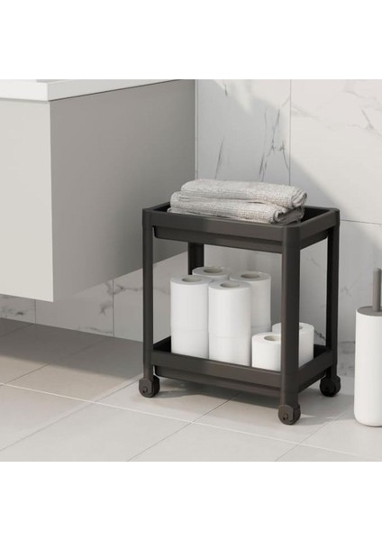 2 Katlı Tekerlekli Tezgah Altı Düzenleyici, Mutfak, Banyo, Ardiye ve Depo Için Yer Tasarruflu Depolama Rafı | Kompakt ve Pratik Tasarım (40X36X23CM) (Siyah)