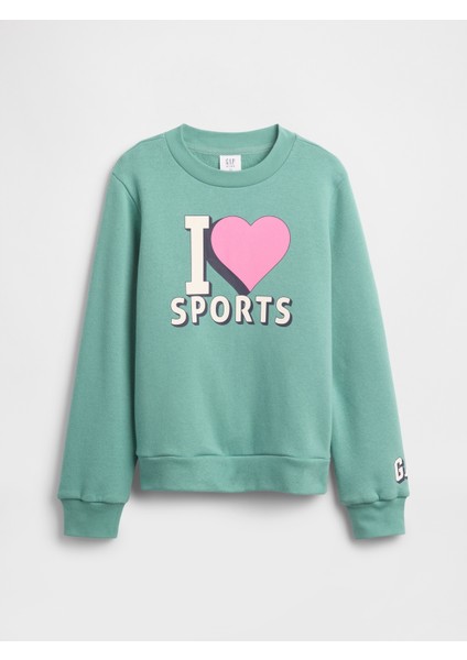 Kız Çocuk Turkuaz Gap Logo Sweatshirt