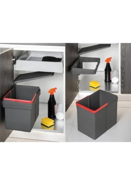 Kokusuz, 15 Lt, Antrasit Renkli, Dolap Içi Çöp Kovası, Geniş Kapak, Minimal Tasarım