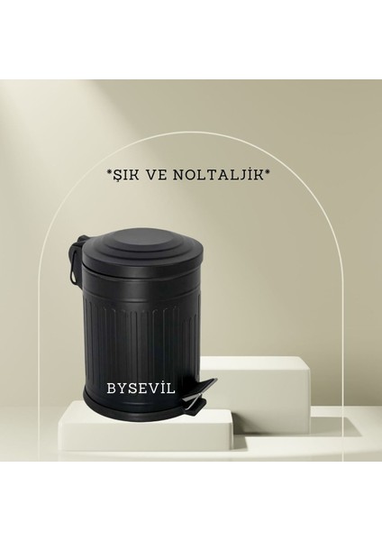 Beyaz ve Siyah Pedallı Çöp Kovası, Amortisörlü Kapak, 12 Litre, Şık ve Kullanışlı