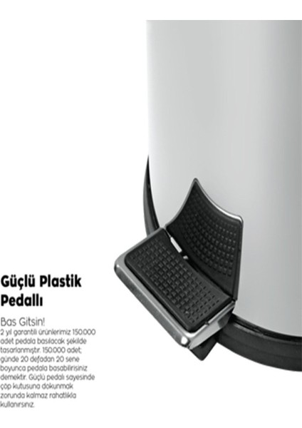 Beyaz ve Siyah Pedallı Çöp Kovası, Amortisörlü Kapak, 12 Litre, Şık ve Kullanışlı modelleri