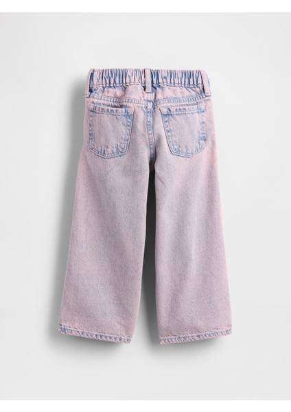 Kız Bebek Açık Pembe Pull-On Baggy Wide-Leg Jean Pantolon modelleri