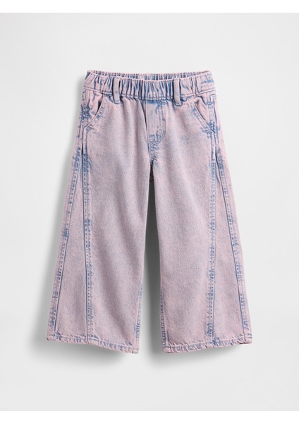 Kız Bebek Açık Pembe Pull-On Baggy Wide-Leg Jean Pantolon fırsatları