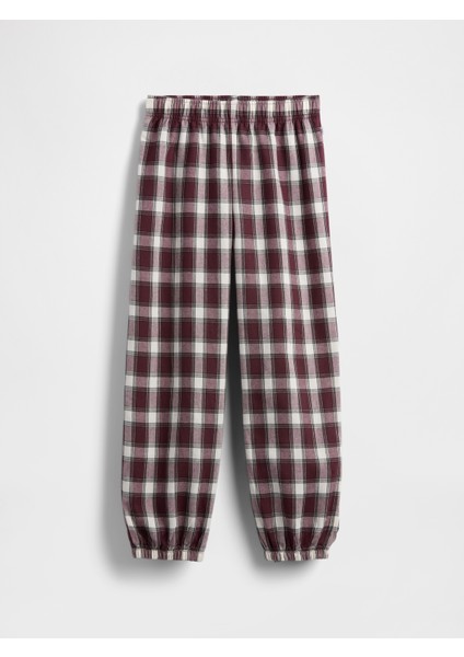 Erkek Çocuk Bordo Geri Dönüştürülmüş Flannel Pijama Jogger