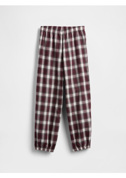 Erkek Çocuk Bordo Geri Dönüştürülmüş Flannel Pijama Jogger modelleri