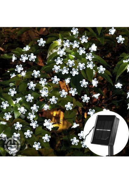 30 Ledli Solar Çiçekli Beyaz Işık Bayçe Aydınlatma Dekorasyonu