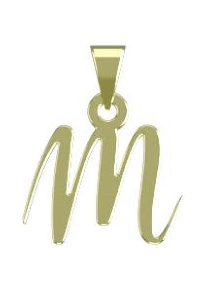 14 Ayar Altın M Harfi Kolye Ucu 1 Gr, KC12316 Kodlu