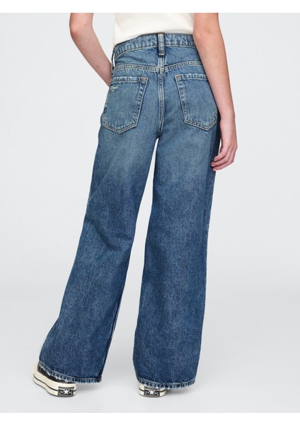 Kız Çocuk Mavi Low Rise Stride Wide-Leg Jean Pantolon fiyatları