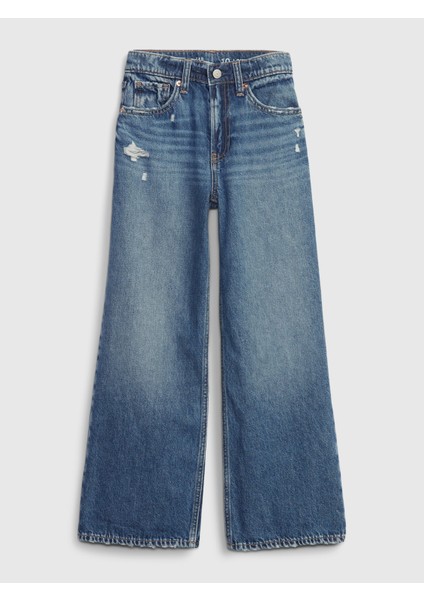 Kız Çocuk Mavi Low Rise Stride Wide-Leg Jean Pantolon modelleri