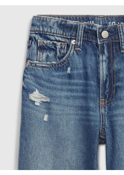 Kız Çocuk Mavi Low Rise Stride Wide-Leg Jean Pantolon fırsatları