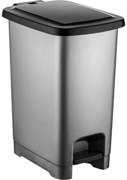 Gri 40 Lt Slim Pedallı Modern Çöp Kovası, Şık ve Kullanışlı Tasarım
