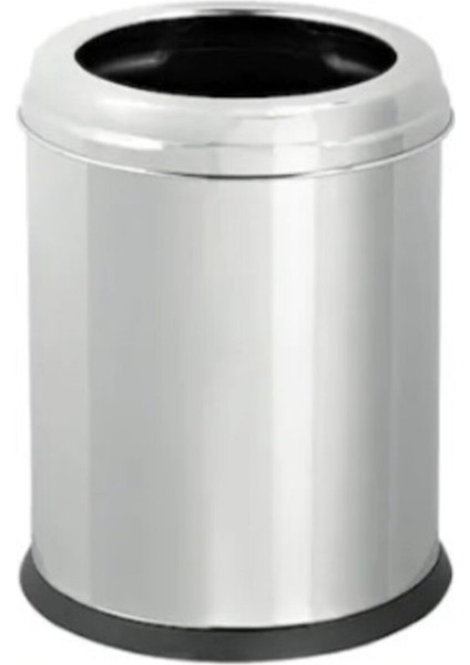 Gri Paslanmaz Çemberli Ofis ve Mutfak Çöp Kovası, Şık ve Dayanıklı Tasarım