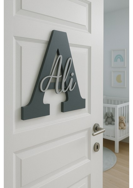 Bebek ve Çocuk Odası Ahşap Harf Kapı Süsü Isimlik Bebek Kapı Süsü