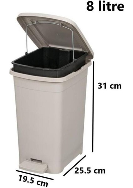 8 Lt Çok Renkli Slim Pedallı Plastik Çöp Kovası Iç Kovalı fiyatları