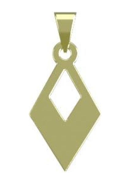 14 Ayar Altın Eşkenar Dörtgen Kolye Ucu 1 Gr, KC11940 Kodlu