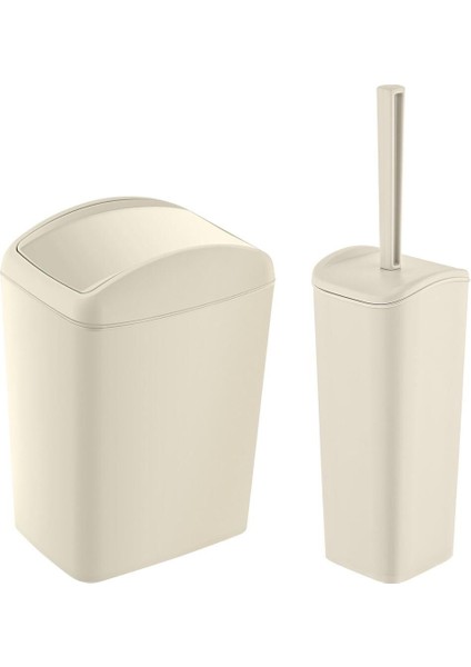 Beyaz Soft Çöp Kovası ve Wc Fırçası Seti, Şık ve Kullanışlı Tasarım