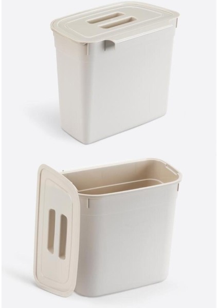 7 Litrelik Kapaklı ve Askılı Dolap Içi Çöp Kutusu, Bej Renk fiyatları