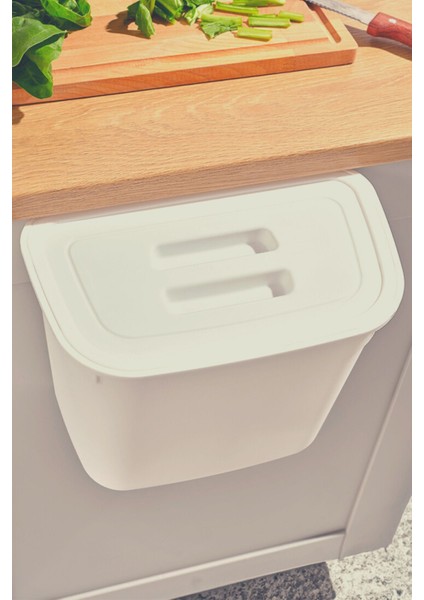 7 Litrelik Kapaklı ve Askılı Dolap Içi Çöp Kutusu, Bej Renk indirimleri