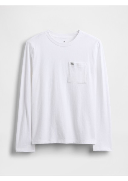 Erkek Çocuk Beyaz Gap Logo Pocket T-Shirt