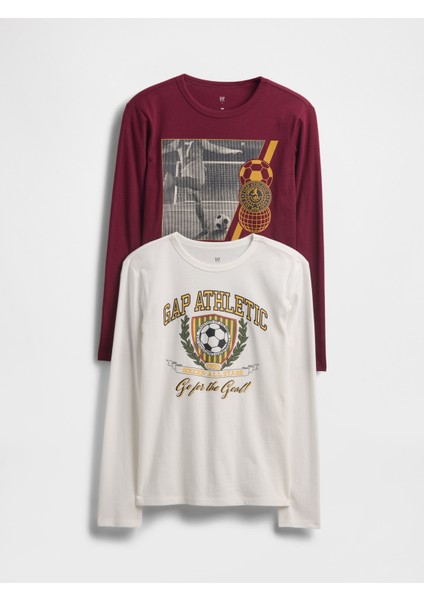 Erkek Çocuk Bordo Grafik T-Shirt (2’li)