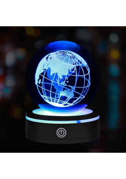 Kendi Etrafında Dönen Işıklı Kristal Kar Küresi Usb’li 3D Lazer Tasarım LED Küre Lamba Renkli Dokunmatik Power Tuşlu Yeni Nesil Hediyelik Dekor fırsatları
