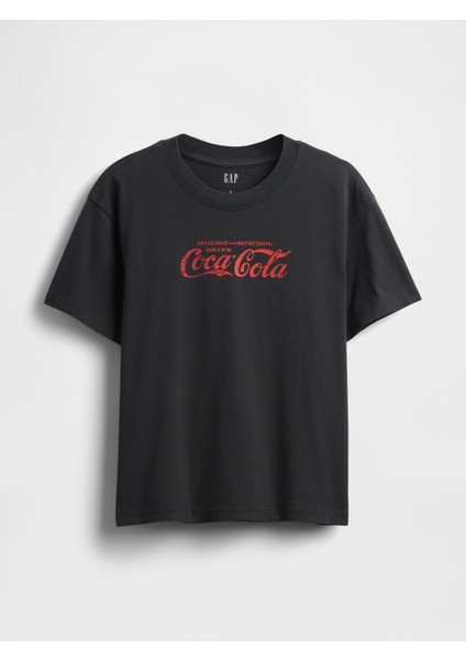 Kadın Siyah Coca Cola Rahat Grafik T-Shirt fiyatları