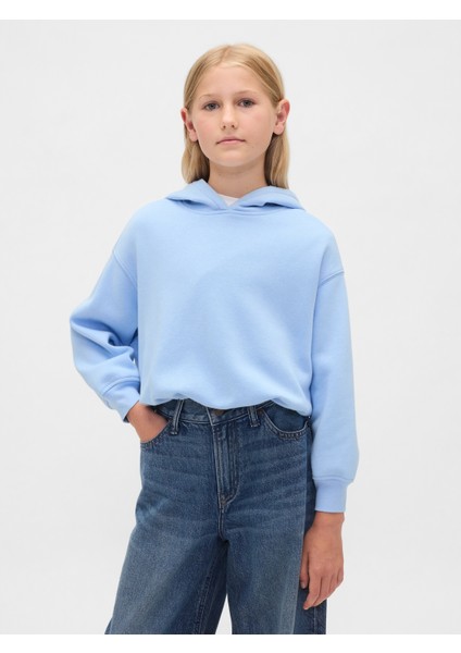 Kız Çocuk Bebe Mavisi Vintage Soft Oversized Bubble Sweatshirt