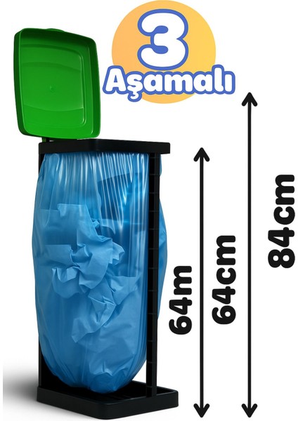 Yükseklik Ayarlı Katlanabilir Dış Mekan Geri Dönüşüm Kovası, Portatif ve Pratik Kullanım