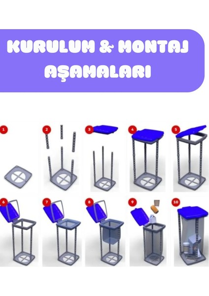 Yükseklik Ayarlı Katlanabilir Dış Mekan Geri Dönüşüm Kovası, Portatif ve Pratik Kullanım