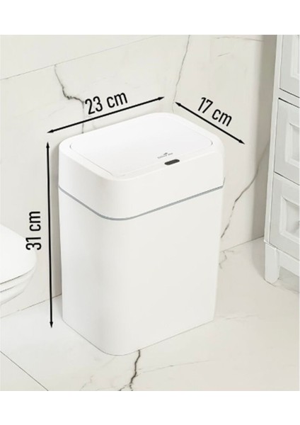 Sensörlü Hijyenik Sessiz Kapaklı Çöp Kutusu, Beyaz, Pratik ve Şık Tasarım indirimleri