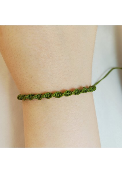 Unisex Haki Makrome Örgü Asansörlü Ayarlanabilir Bileklik, Spiral Makrome Örgü Ip Bileklik, Makrome Bileklik, Örgü Bileklik, Ip Bileklik, Spiral Makrome Örgü Bileklik fiyatları