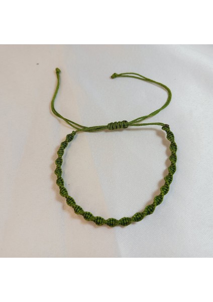 Unisex Haki Makrome Örgü Asansörlü Ayarlanabilir Bileklik, Spiral Makrome Örgü Ip Bileklik, Makrome Bileklik, Örgü Bileklik, Ip Bileklik, Spiral Makrome Örgü Bileklik fırsatları