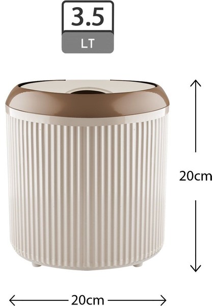 Çizgili Yuvarlak 3.5 Litre Çöp Kovası, Banyo ve Mutfak Için, Manuel Kapakli modelleri